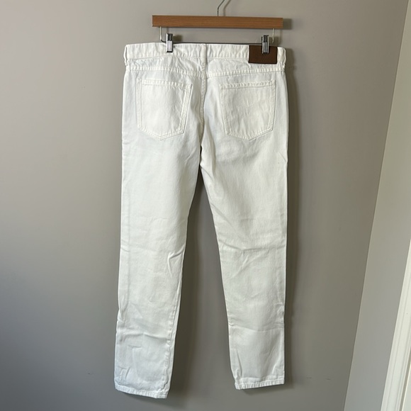 BRUNELLO CUCINELLI Mens Slim Fit Straight Leg Logo Embroidered Jeans White 35x32 - Picture 7 of 16